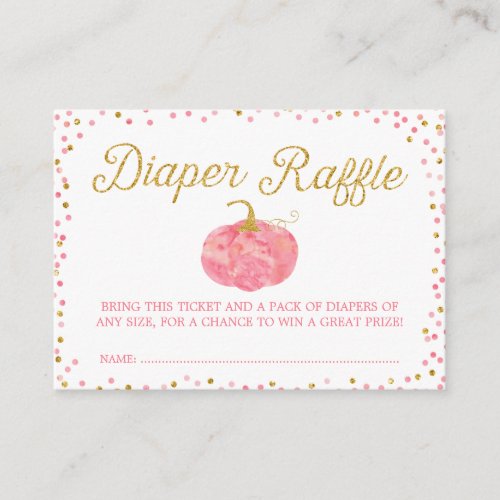 Watercolor Pumpkin Glitter Diaper Raffle Ticket Enclosure Card
