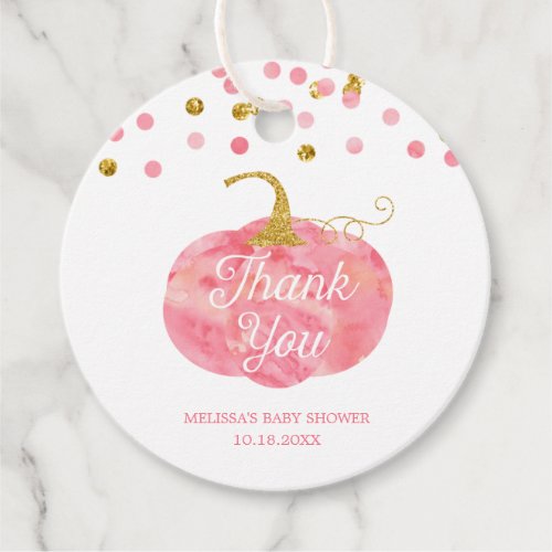 Watercolor Pumpkin Glitter Fall Girl Baby Shower Favor Tags