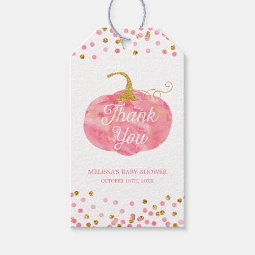 Watercolor Pumpkin Glitter Fall Thank You Favor Gift Tags