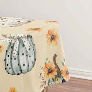 Watercolor Pumpkin Halloween Fall Floral Pattern Tablecloth