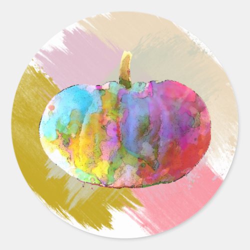 Watercolor Pumpkin Halloween Little Fall Season Classic Round Sticker