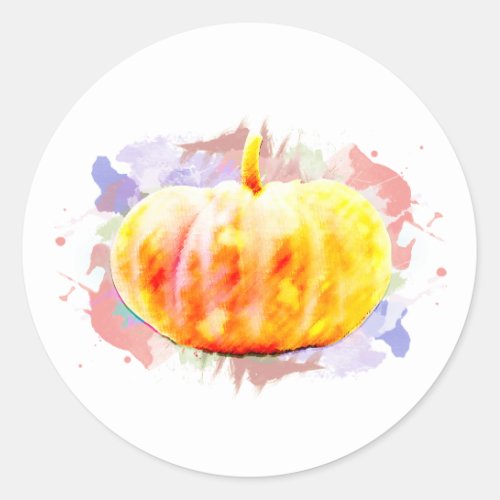 Watercolor Pumpkin Halloween Little Fall Season Classic Round Sticker