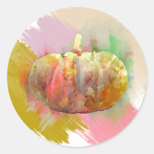 Watercolor Pumpkin Halloween Little Fall Season Classic Round Sticker