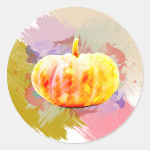 Watercolor Pumpkin Halloween Little Fall Season Classic Round Sticker