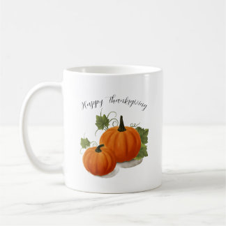 Watercolor Pumpkin 'Happy Thanksgiving' Classic Mu Coffee Mug