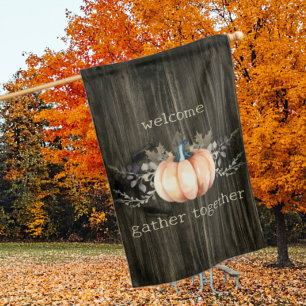 Watercolor Pumpkin House Flag