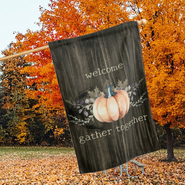 Watercolor Pumpkin House Flag (Watercolor Pumpkin House Flag)