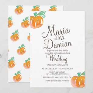 Watercolor Pumpkin Illustration Fall Wedding Invitation