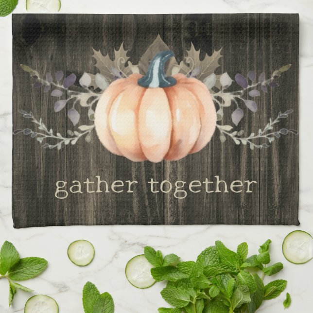 Watercolor Pumpkin Kitchen Towel (Folded)