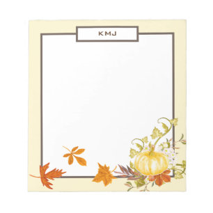 Watercolor Pumpkin & Leaves Fall Themed Notepad