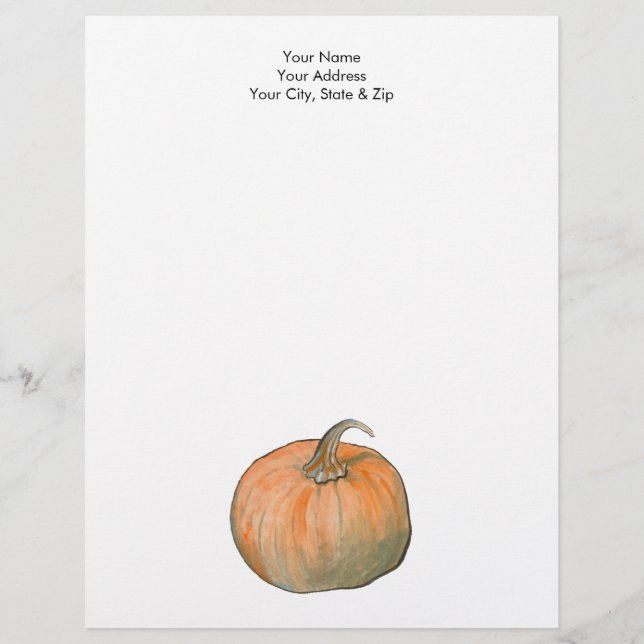 Watercolor Pumpkin Letterhead (Front)