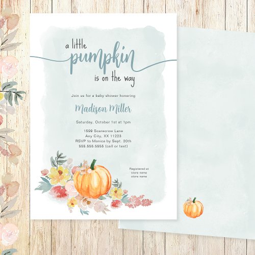 Watercolor Pumpkin neutral baby shower Invitation