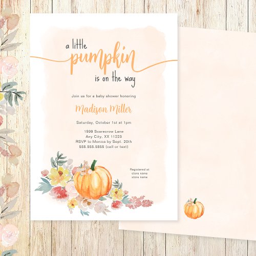 Watercolor Pumpkin neutral baby shower Invitation