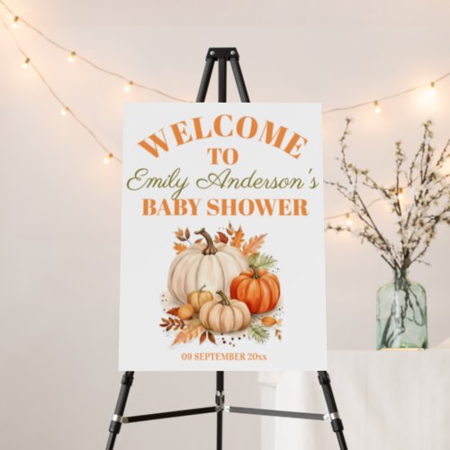 Watercolor Pumpkin Orange Baby Shower Welcome Foam Board