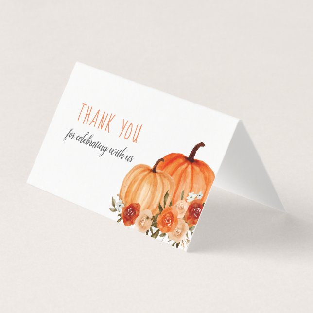 Watercolor Pumpkin Orange Floral Baby Shower (Front)