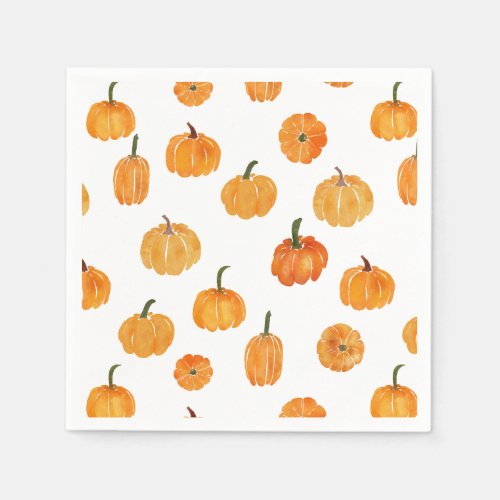 Watercolor Pumpkin Orange Pattern Napkins