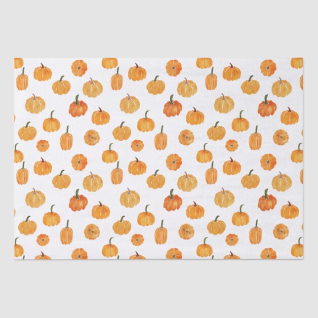 Watercolor Pumpkin Orange Pattern Tissue Paper (Front)