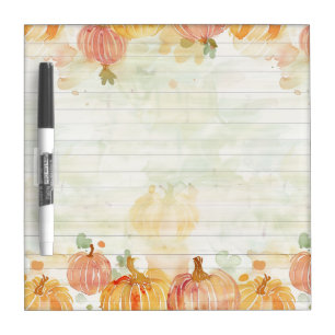 Watercolor Pumpkin Patch Dry Erase Board