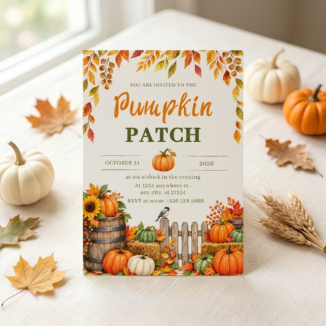 Watercolor Pumpkin Patch Fall Party Invitation (Creator Uploaded)