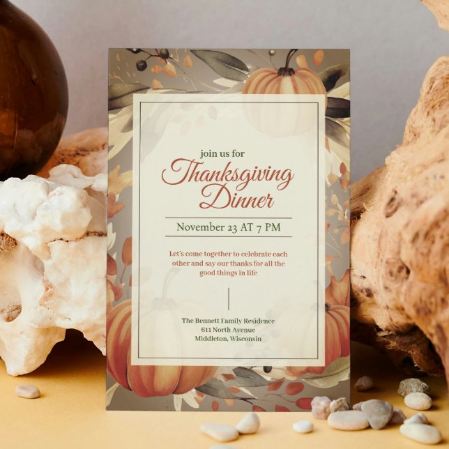Watercolor Pumpkin Patch Friendsgiving Thanksgivin Invitation (Creator Uploaded)