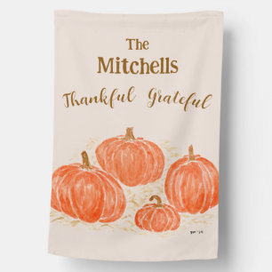 Watercolor Pumpkin Patch PERSONALIZE NAME House Flag