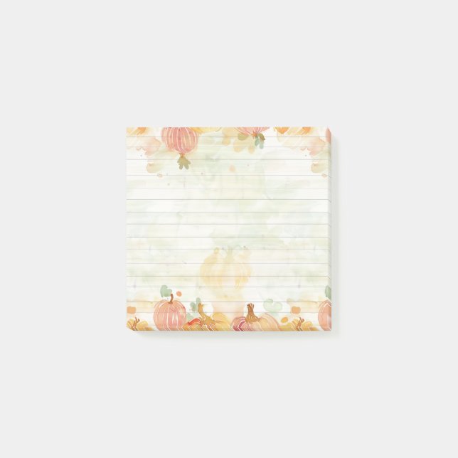 Watercolor Pumpkin Patch Post-it Notes (Front)