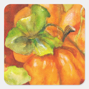 Watercolor Pumpkin Patch Square Sticker