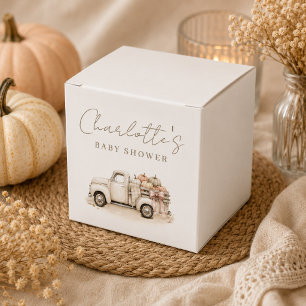 Watercolor Pumpkin Patch Truck Autumn Baby Shower Favor Boxes