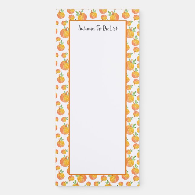 Watercolor Pumpkin Pattern 3 Magnetic Notepad (Front)
