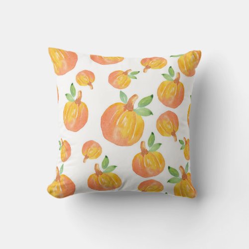 Watercolor Pumpkin Pattern 3 Throw Pillow