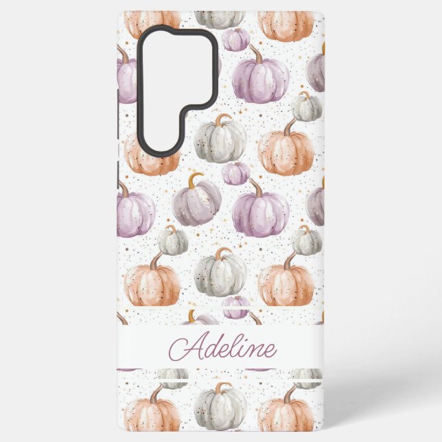 Watercolor Pumpkin pattern with name Samsung Galaxy Case (Back)