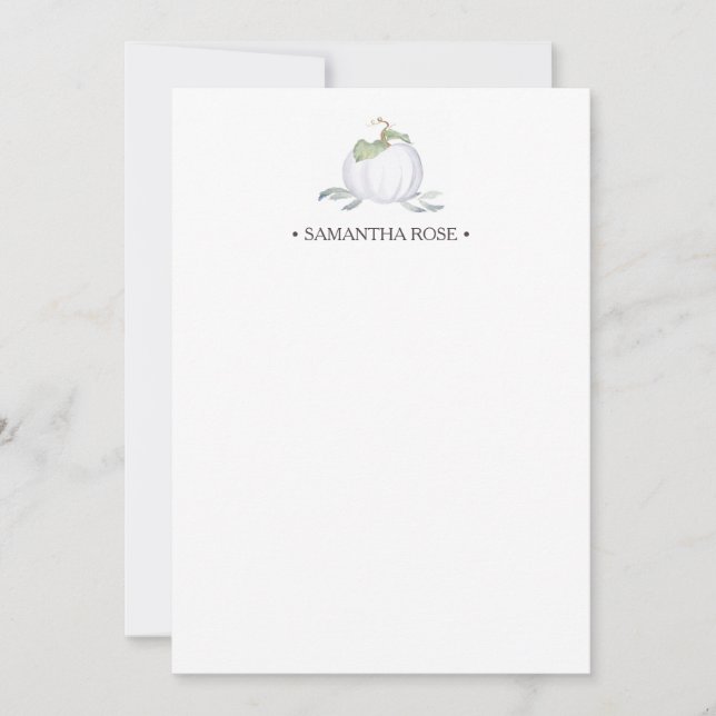 Watercolor Pumpkin Personalized Stationery Note Card (Front)