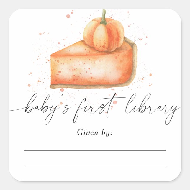 Watercolor pumpkin pie - Baby Shower bookplate (Front)