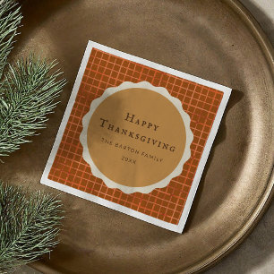 Watercolor Pumpkin Pie Happy Thanksgiving Napkins
