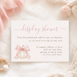 Watercolor Pumpkin Pink Bow Fall Display Shower Enclosure Card