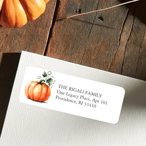 Watercolor Pumpkin Return Address Label