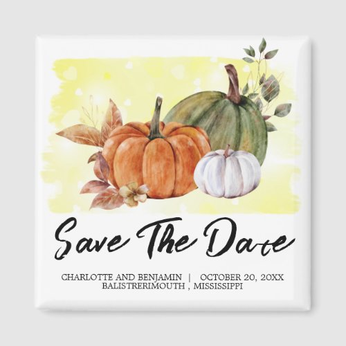 Watercolor Pumpkin  Save the Date Fall Wedding  Magnet