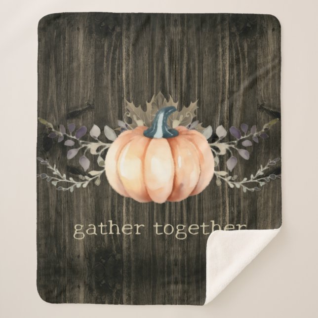 Watercolor Pumpkin Sherpa Blanket (Front)