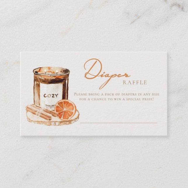 Watercolor Pumpkin Spice Baby Shower Diaper Raffle Enclosure Card (Front)