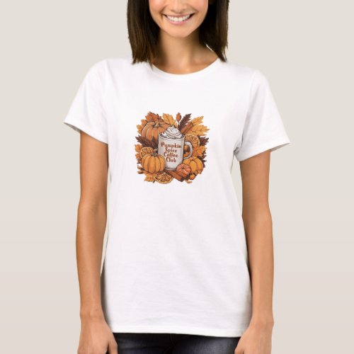 Watercolor pumpkin spice coffee club autumn T_Shirt