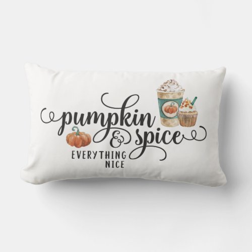 Watercolor Pumpkin Spice  Everything Nice  Lumbar Pillow