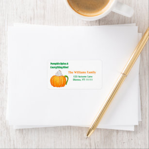 Watercolor Pumpkin Spice Latte Address Label