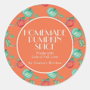 Watercolor Pumpkin Spice Mix Cocoa Homemade Fall Classic Round Sticker