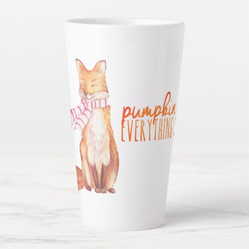 Watercolor Pumpkin Spice Season Sitting Fox  Latte Mug