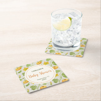 watercolor pumpkin  square paper coaster