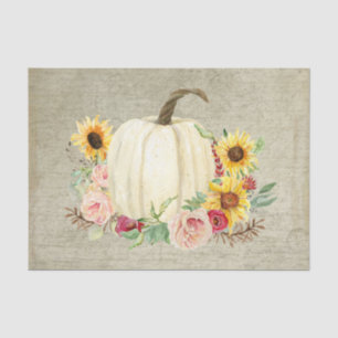 Watercolor Pumpkin Sunflower Rose Floral Leaf Wood Tissue Paper
