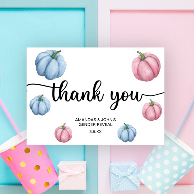 Watercolor Pumpkin Thank you gender reveal (Creator Uploaded)