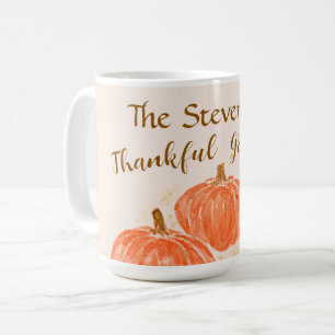Watercolor Pumpkin Thankful PERSONALIZE Coffee Mug