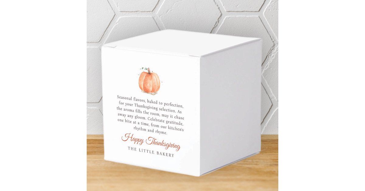 Watercolor Pumpkin Thanksgiving Baked Goods Favor Boxes | Zazzle