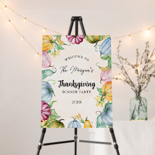 Watercolor Pumpkin Thanksgiving Dinner Welcome  Foam Board